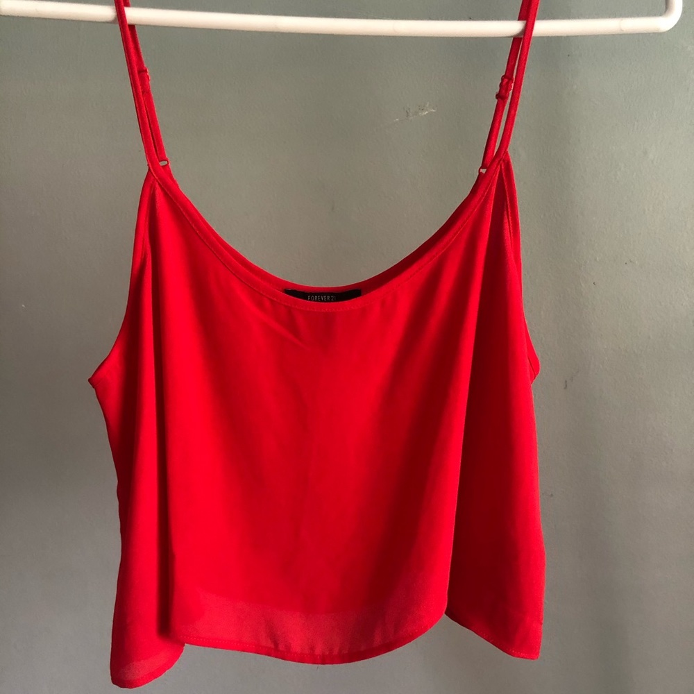 Bed spaghetti strapped blouse